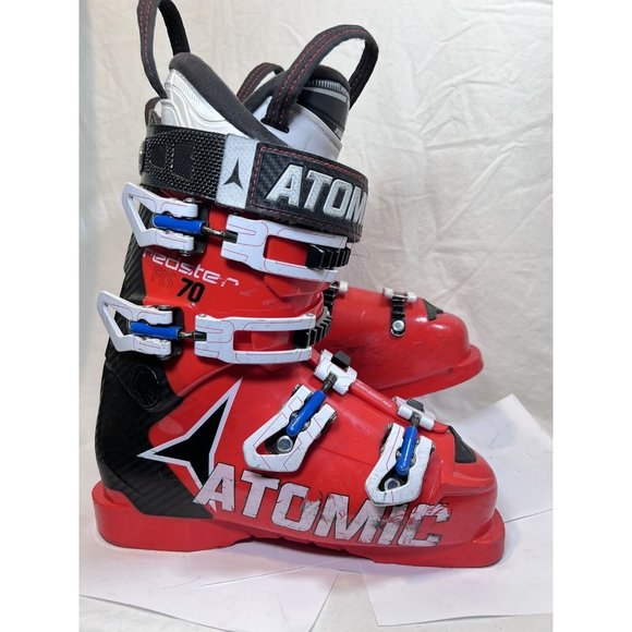 Kids Race Ski Boots Atomic Redster FIS 70 - Size 6.5 / Mondo 24.5 Pre Owned - Picture 2 of 8
